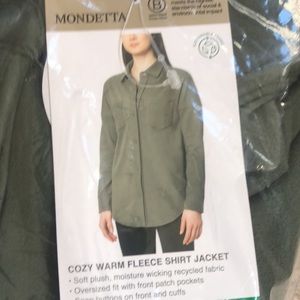 NWT Mondetta Ladies' Cozy Fleece Button Up Shirt -- Green -- X-Large